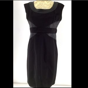 Riley Size 8 black Empire faux leather waist dress